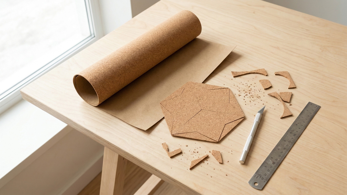 Thin cork paper sheets for crafts and wrapping