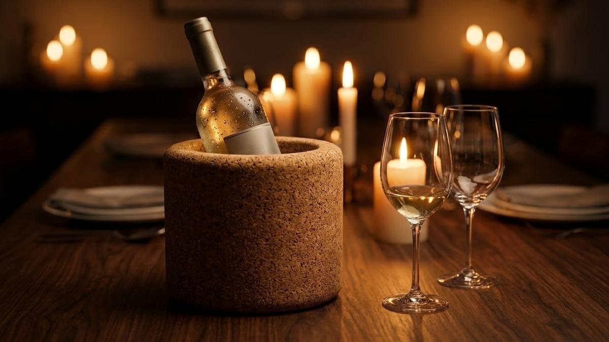 Natural cork wine coolers for bottle service