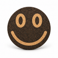 Smile Black cork trivet, Ø20 cm, front smile side on white background