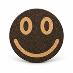 Smile Black cork trivet, Ø20 cm, front smile side on white background
