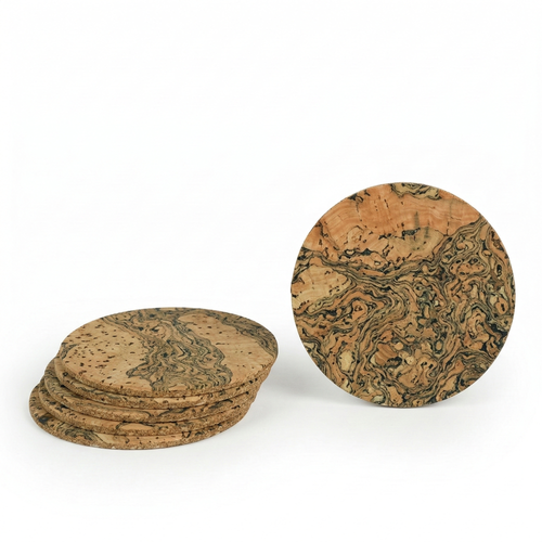 Cork Coaster Set of 6 — Mixed Shapes & Colours - Portuguese cork product