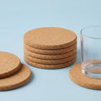 Natural Cork Round Coaster — Thick 9mm (Stack of 6) - Portuguese cork product