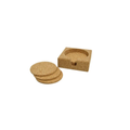 Cork Round Coaster Set with Holder — Natural - Portuguese cork product
