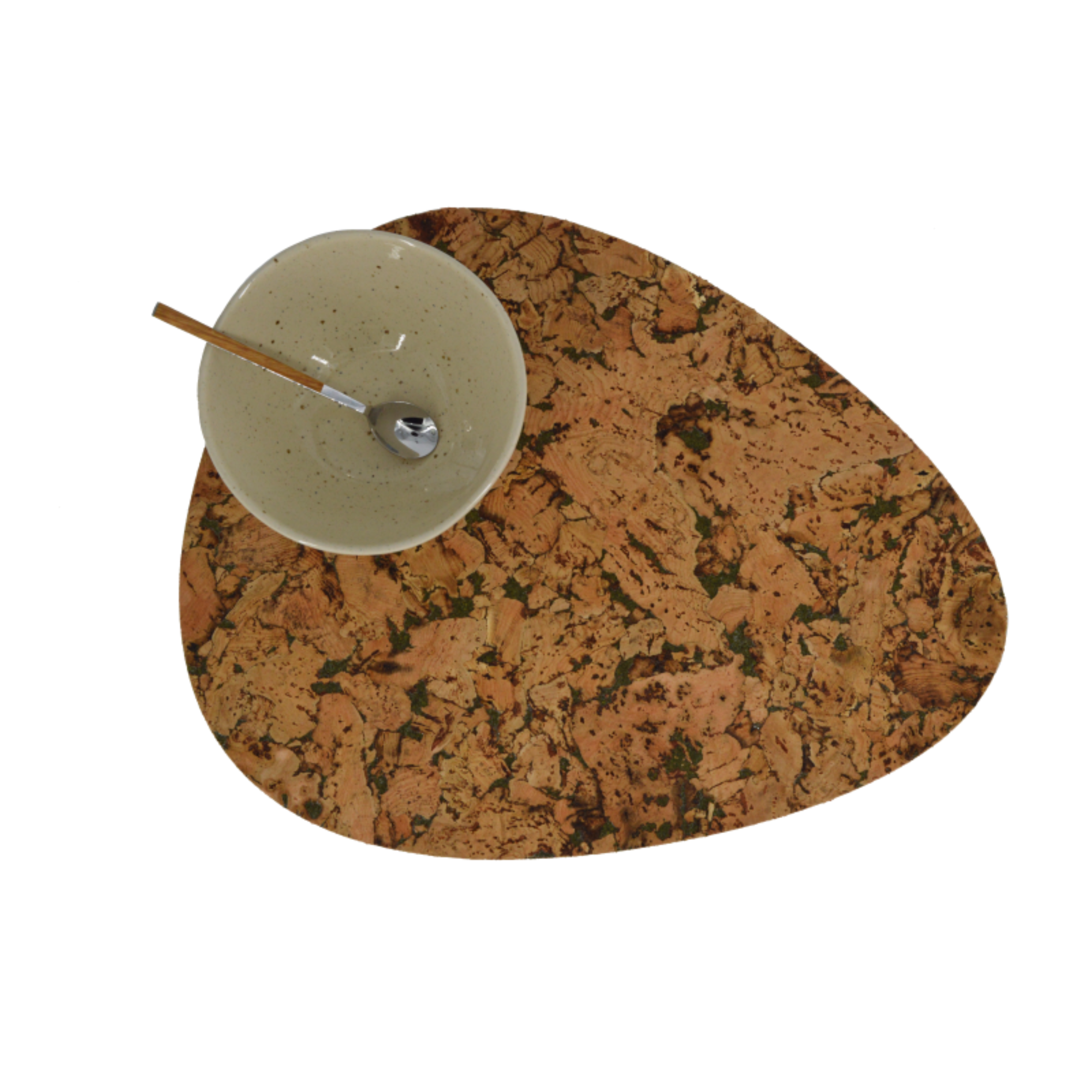 Cork Teardrop Placemat Set of 4 — Green Grey - Standard — 420 × 310mm - Portuguese cork product