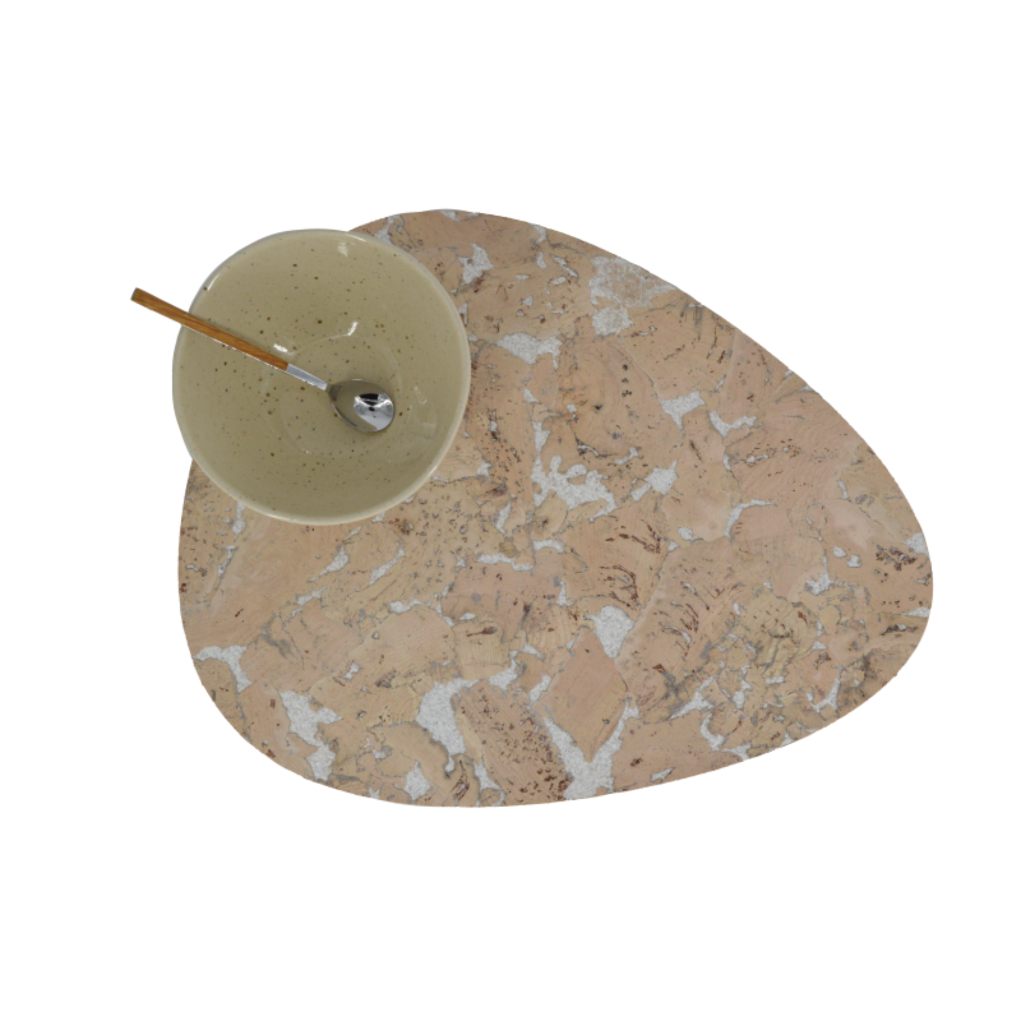 Cork Teardrop Placemat Set of 4 — White Light - Standard — 420 × 310mm - Portuguese cork product