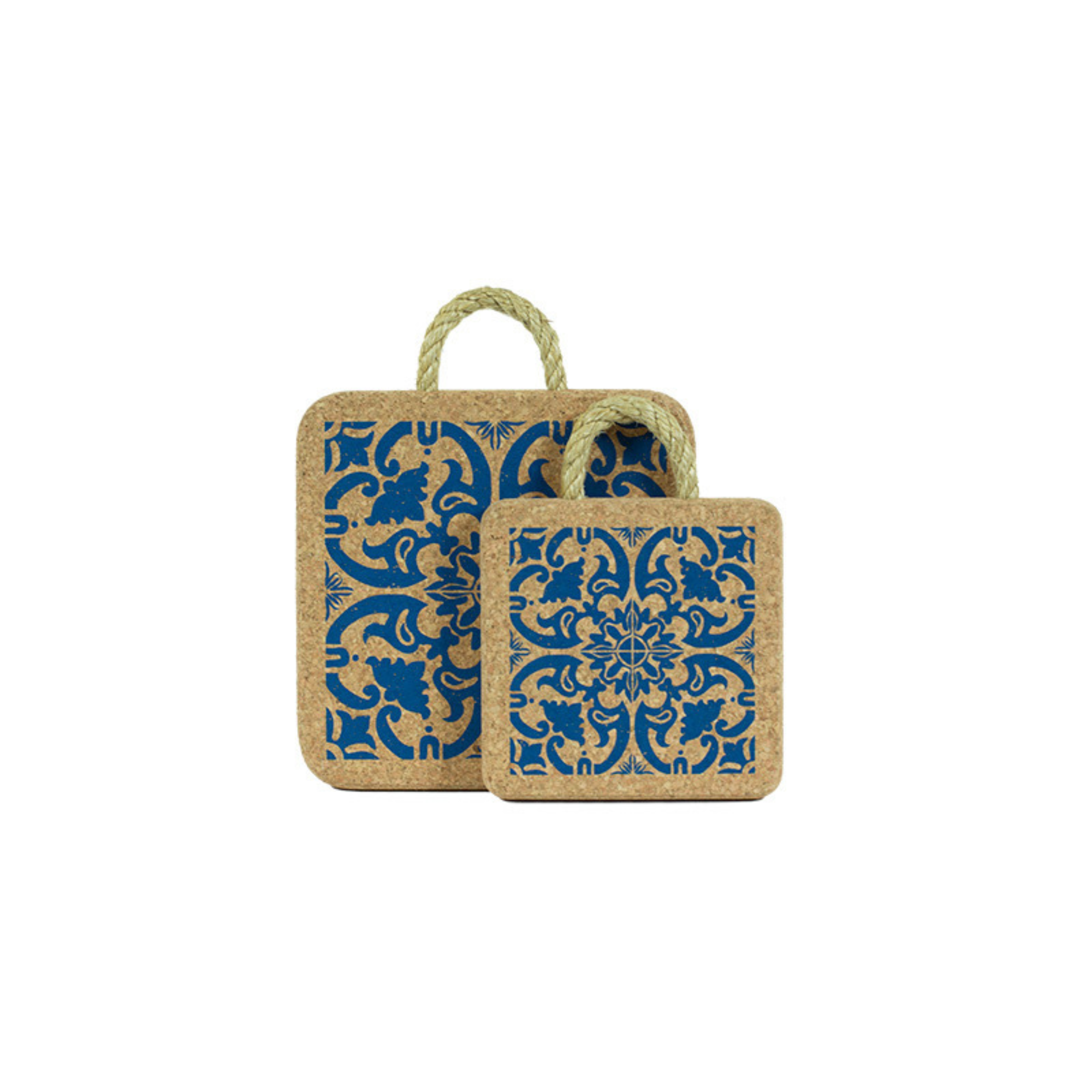 Cork Hot Pad — Traditional Portuguese Blue Tile Design - 150 × 150mm - Portuguese cork product