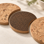 Moon Phase Cork Trivets - close-up of natural and dark cork textures with 10 mm profile