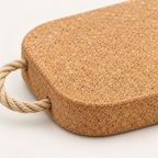 Thick Rectangular Cork Trivet with Rope - natural cork texture and rope detail