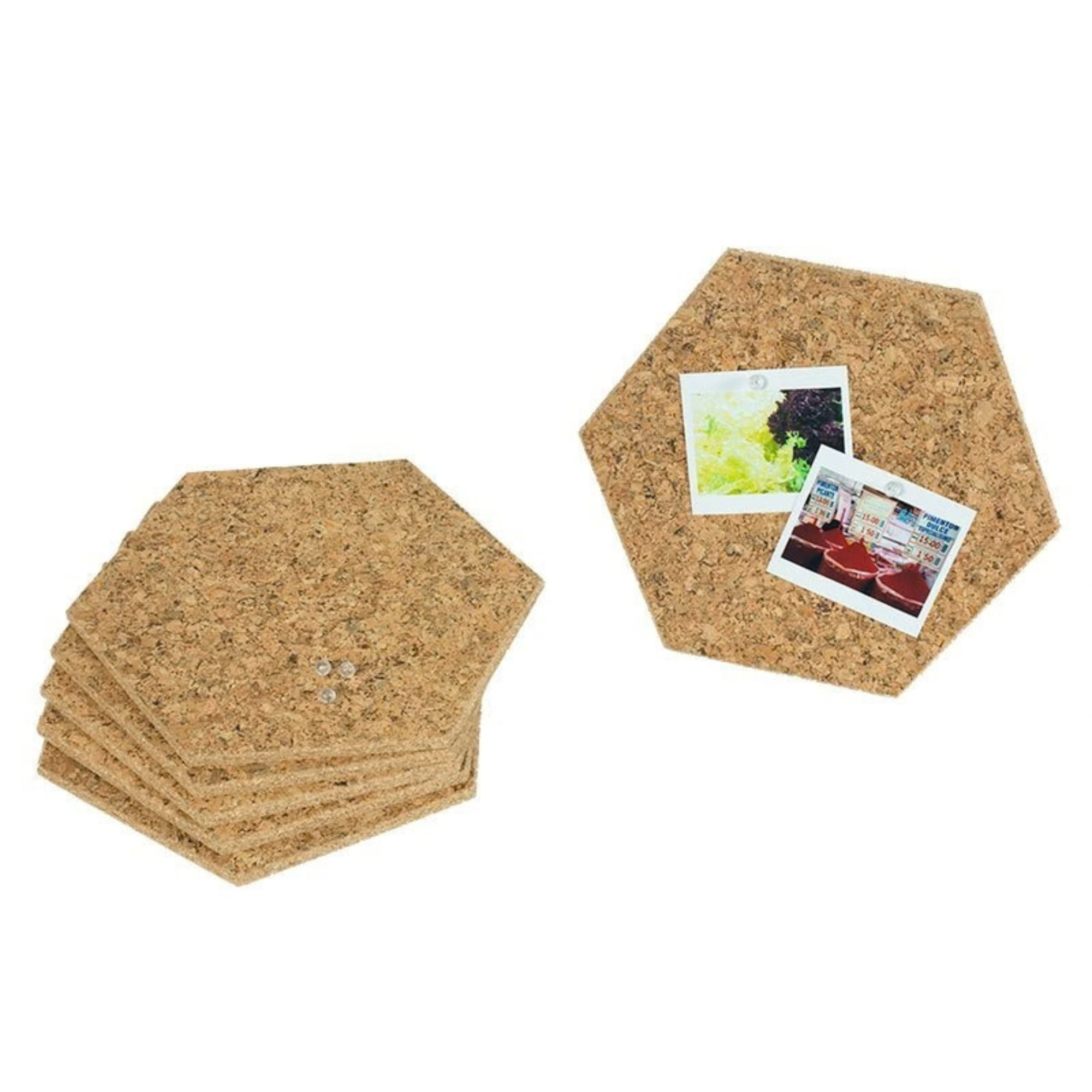 Cork Wall Tiles Hexagon Dark | Set of 6 | Self-Adhesive - Portuguese cork product