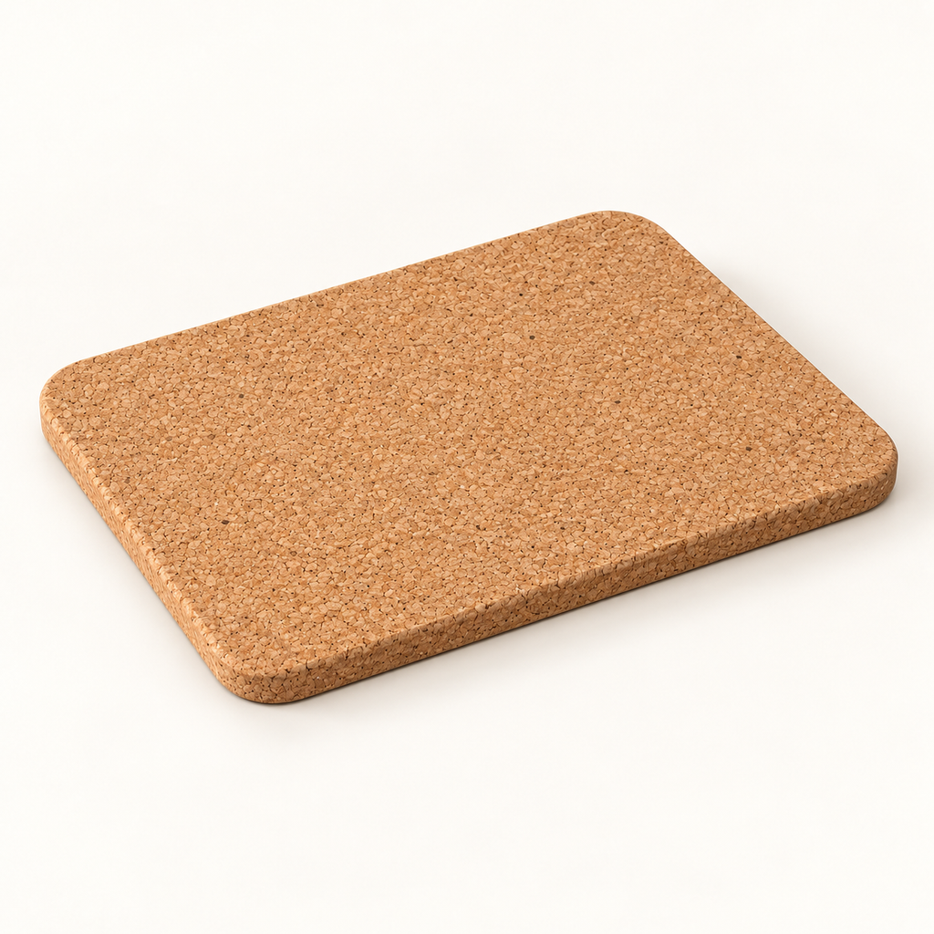 Rectangular Cork Trivet 300 × 200 × 9 mm - angled view