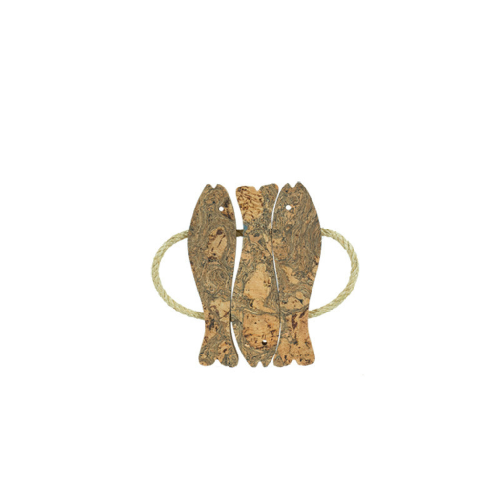Cork Fish Hot Pad — Iceberg Grey Pattern - 3 Fishes — 280 × 210mm - Portuguese cork product