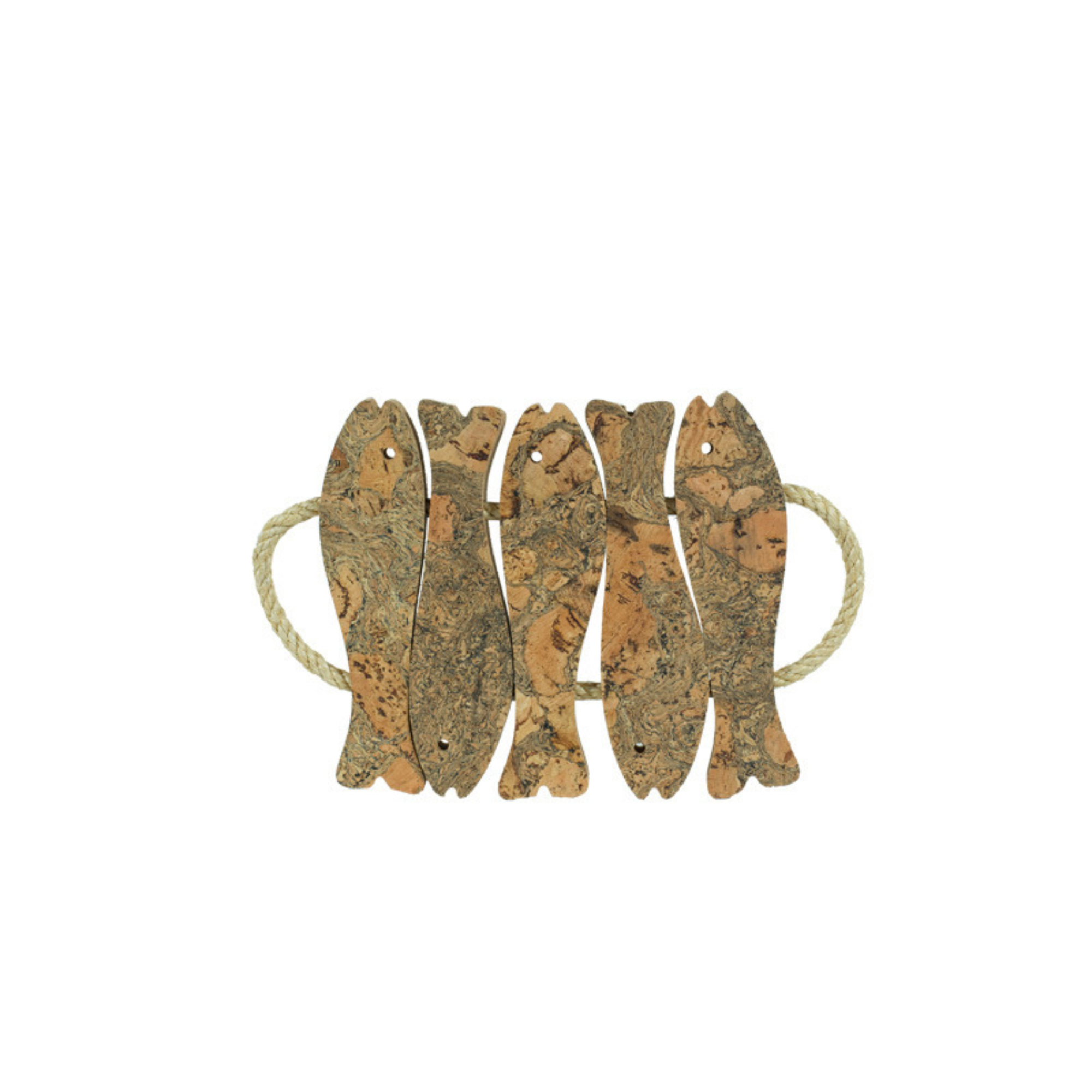 Cork Fish Hot Pad — Iceberg Grey Pattern - 5 Fishes — 310 × 210mm - Portuguese cork product