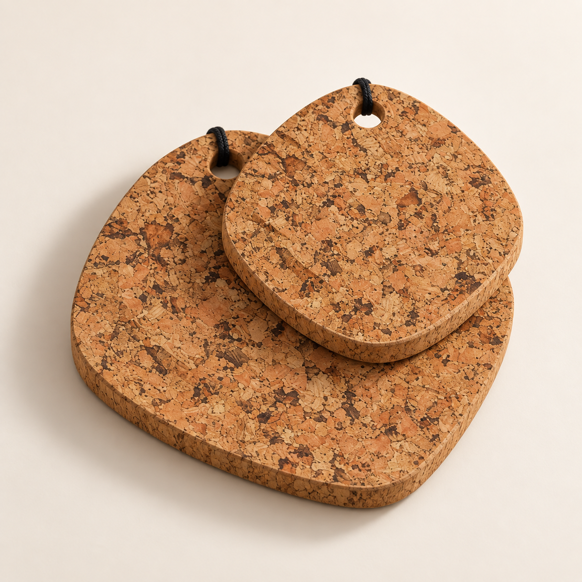 Drop Cork Trivet Set of 2 Country - two graduated sizes in angled view