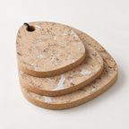 Tear-Shaped Cork Trivet Set of 3 Snow White - three graduated sizes, 15 mm