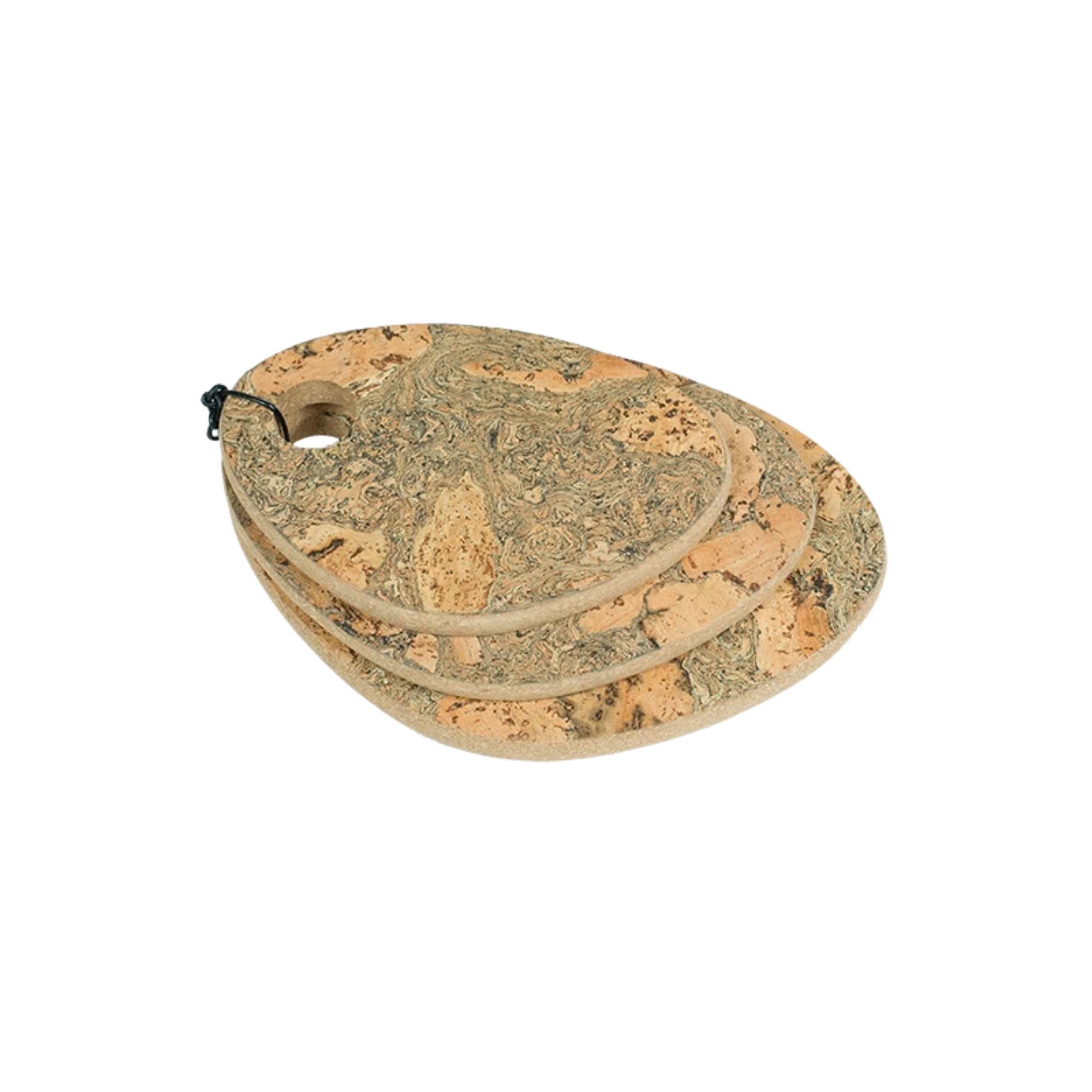 Natural Cork Oval Hot Pad Set — 3 Piece Nesting Collection - Portuguese cork product