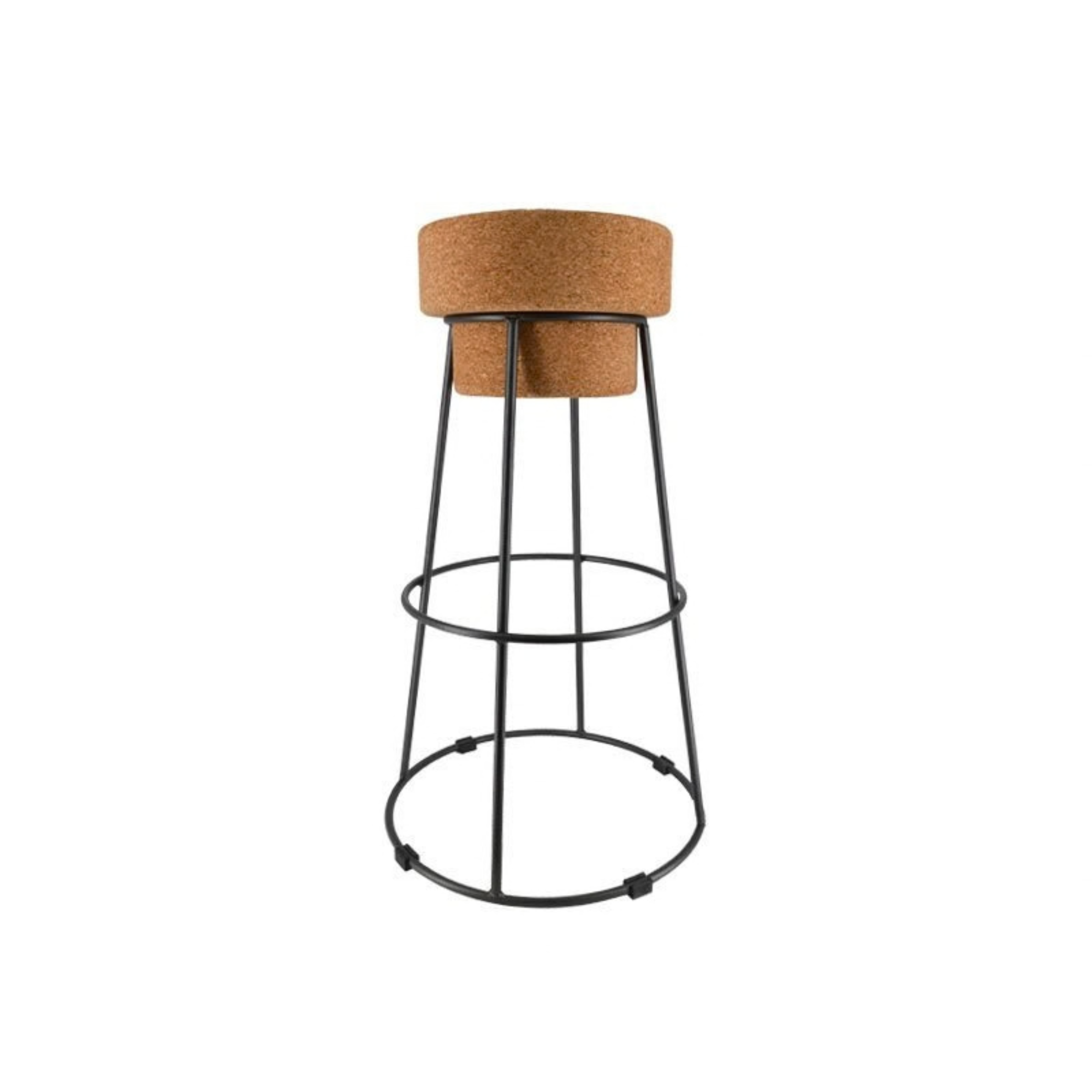 Cork Tall Stool with Metal Cage Frame | Ø440mm x H750mm - Portuguese cork product