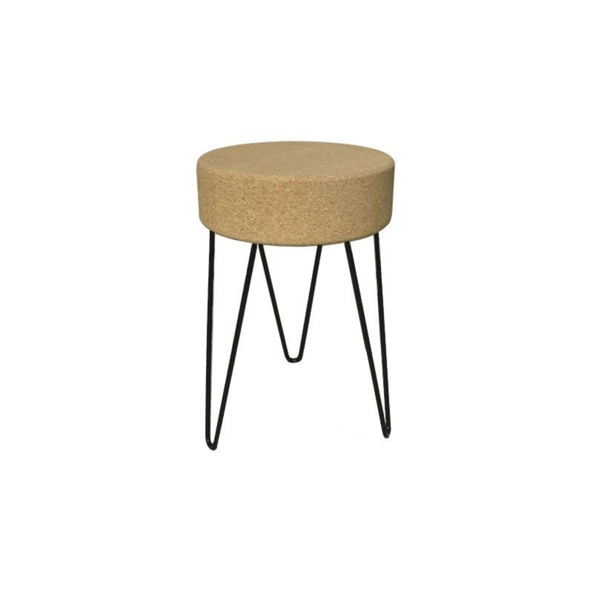Cork Stool with Metal Hairpin Legs | Ø380mm x H480mm - Portuguese cork product