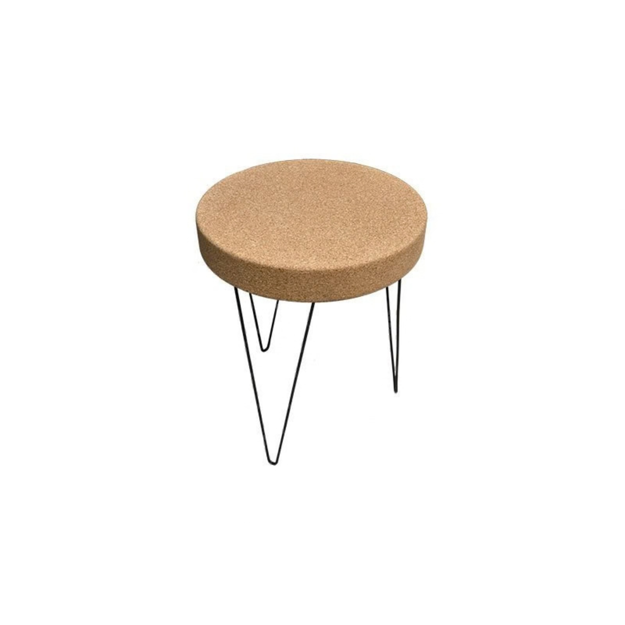 Cork Side Table with Metal Hairpin Legs | Ø650mm x H720mm - Portuguese cork product