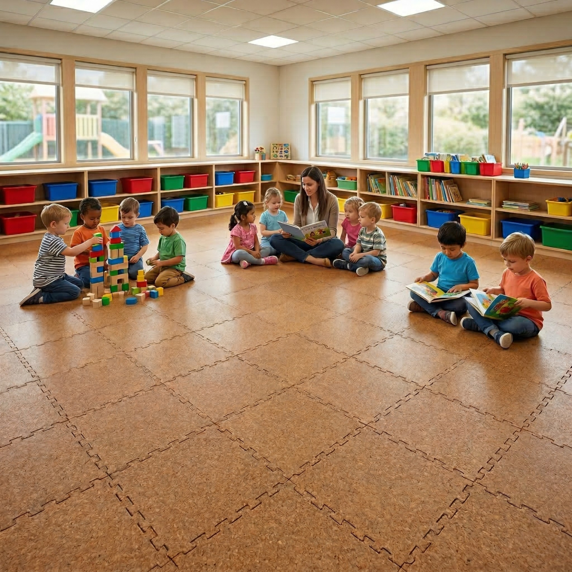 Waterproof Cork Puzzle Mats | Interlocking Floor Tiles - Portuguese cork product