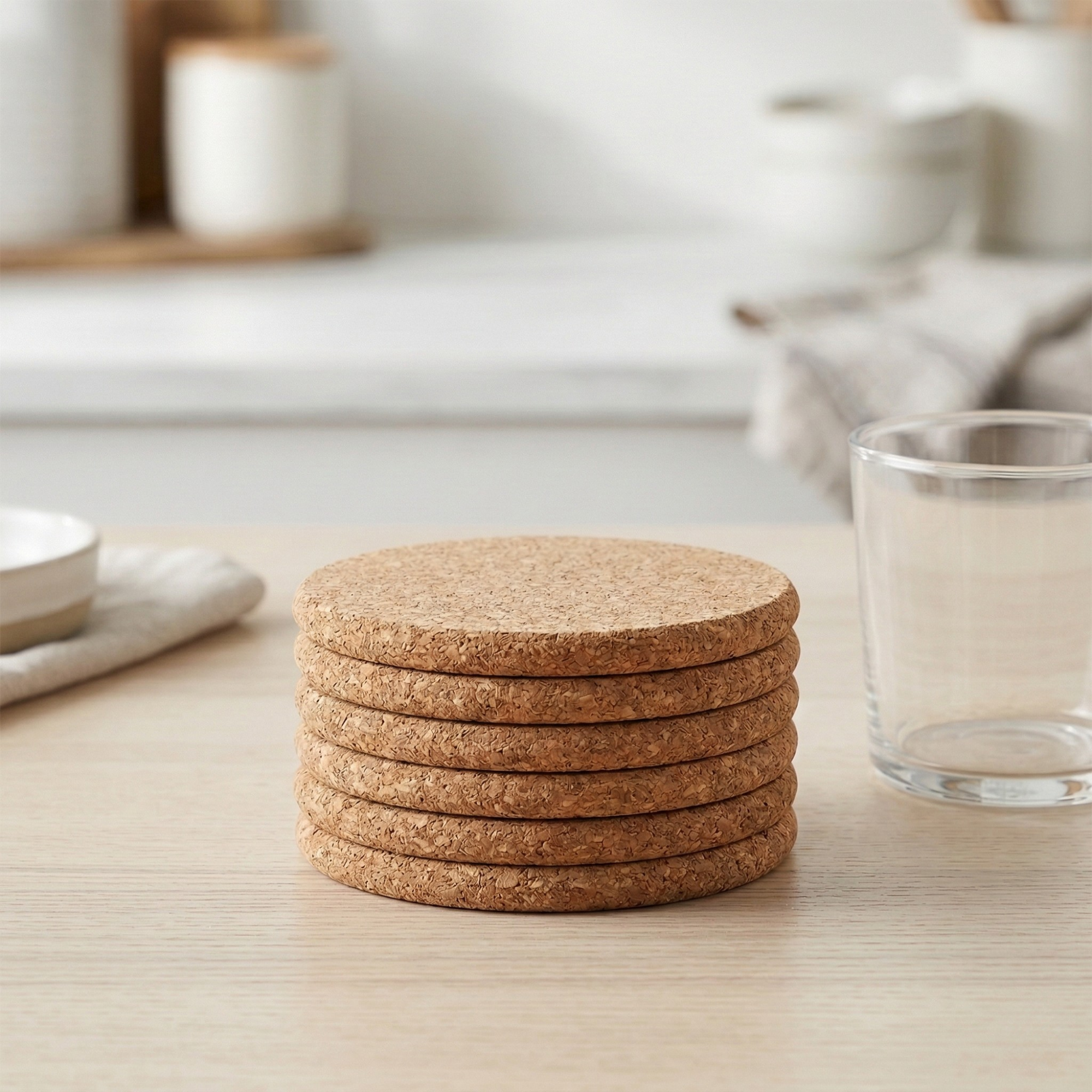 Natural Cork Round Coaster — Slim 5mm - Portuguese cork product