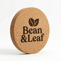 Custom laser engraved premium round cork coaster by CorkMart