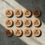 Custom laser engraved premium round cork coaster by CorkMart