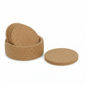 Cork Round Coaster Set with Holder — Natural - Portuguese cork product