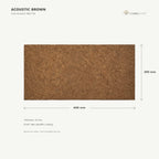 Acoustic Brown cork acoustic wall tile dimensions, 600 × 300 × 10 mm; 300 × 300 mm format also available