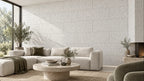 Acoustic White cork acoustic wall tile shown in a conceptual architectural interior visualization