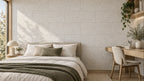 Acoustic White cork acoustic wall tile shown in a conceptual residential bedroom visualization