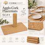 Agglo cork placemats — set of 4, 450 × 300 × 2 mm, material, flexibility and lifestyle overview