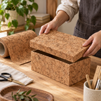 Agglo cork textile used for a handcrafted storage box project