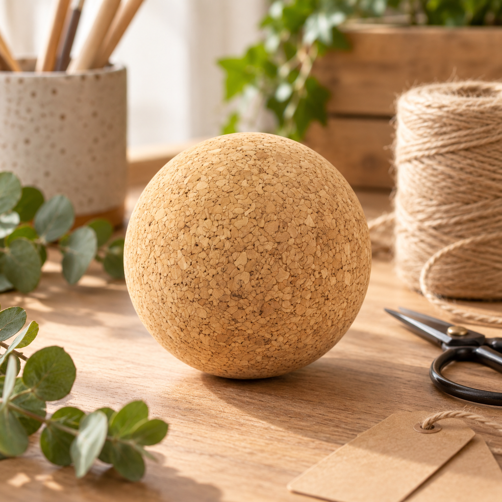 Agglomerated Cork Ball in a craft and DIY workspace