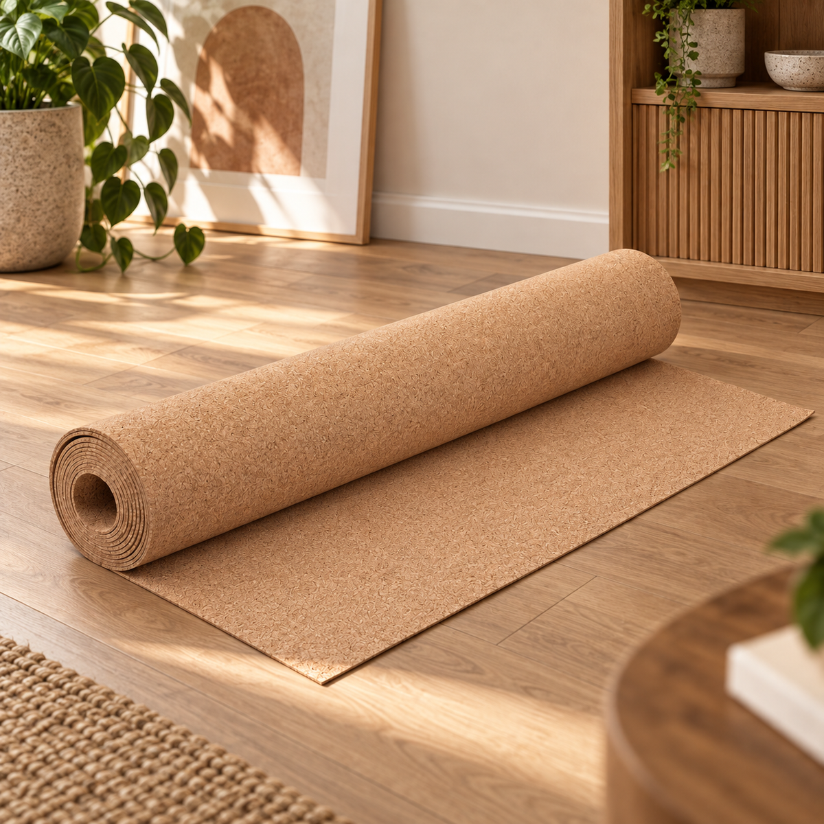 Agglomerated Cork Roll in a warm premium interior setting