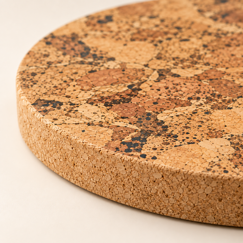 Angola Round Cork Trivet - close-up of patterned cork surface and 20 mm edge