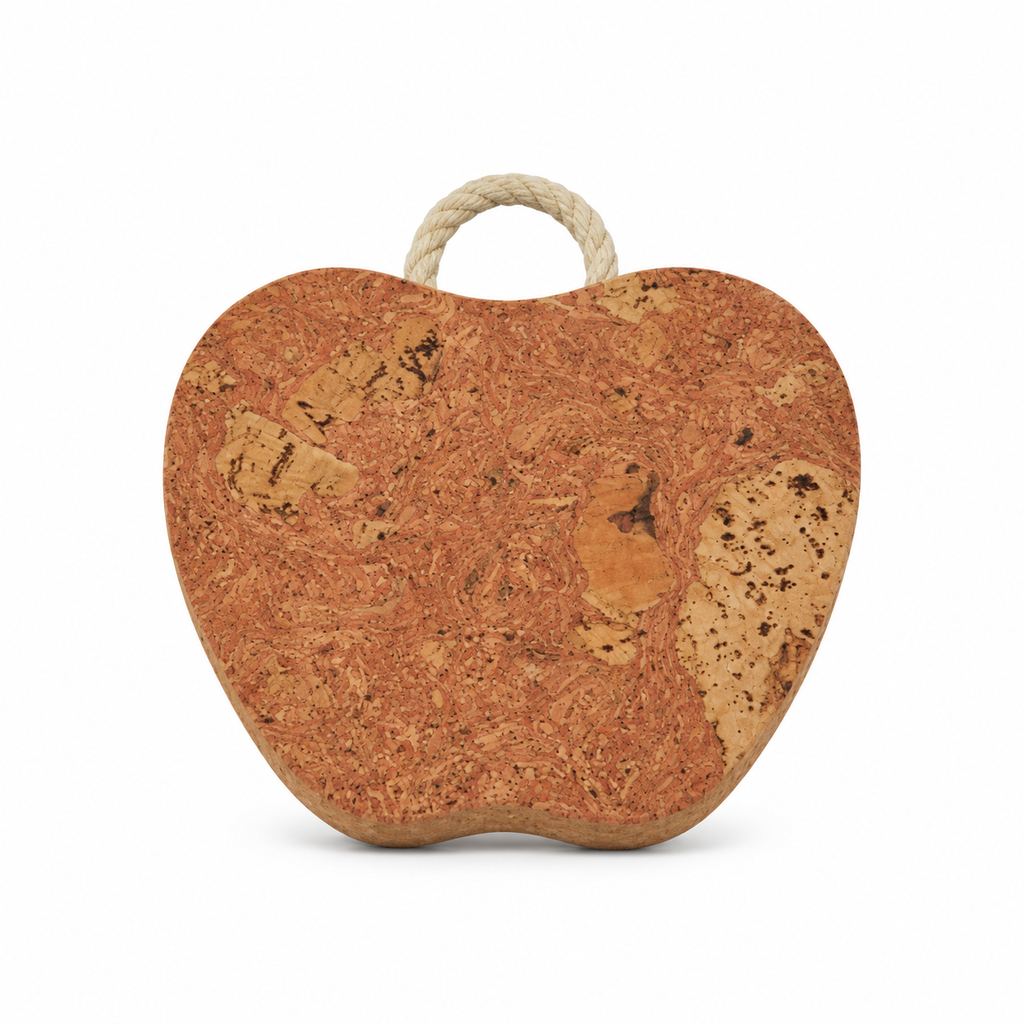 Apple-Shaped Cork Trivet IceRed 22 × 21 cm on white background