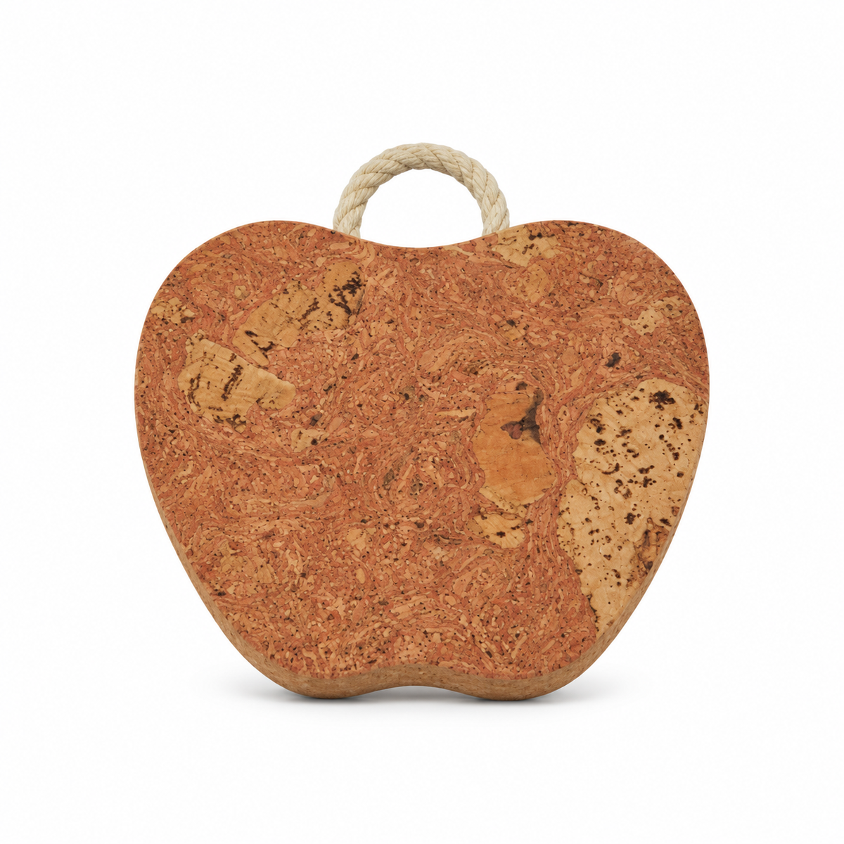 Apple-Shaped Cork Trivet IceRed 22 × 21 cm on white background