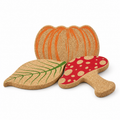 Autumn Cork Trivet variants Leaf, Pumpkin and Mushroom on white background