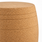 Macro detail of natural cork texture and barrel-inspired grooves on Barrel Cork Stool