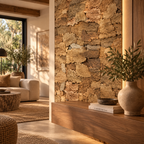 Belly Cork Bark Wall Panel used as a tactile natural wall feature in a warm premium interior
