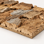 Macro detail of Belly Cork Bark Wall Panel showing irregular natural bark texture, depth and cork base