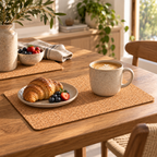 Classic Natural cork placemat in a warm breakfast table setting
