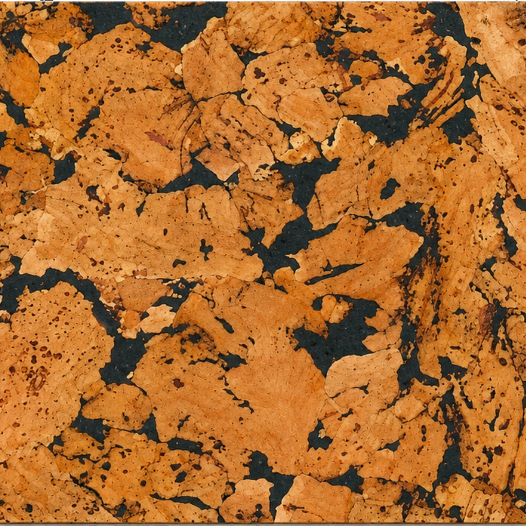 Cloud Black cork wall tile close-up showing the real cork texture and dark cloud-pattern variation