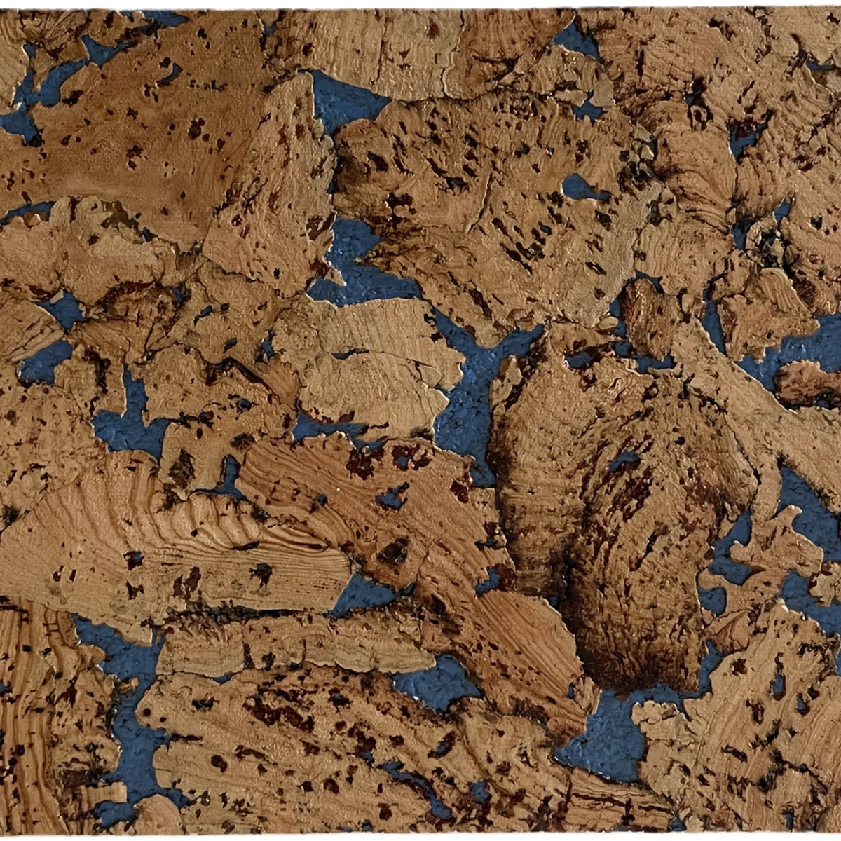 Cloud Blue cork wall tile close-up showing the cork texture and blue tonal details