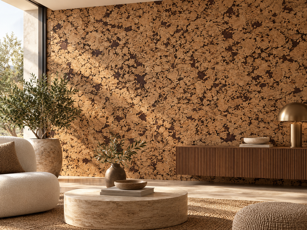 Cloud Brown cork wall tile in a premium architectural interior