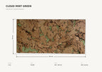 Cloud Mintgreen cork wall tile dimensions for the 600 × 300 × 3 mm format; 300 × 300 mm format also available