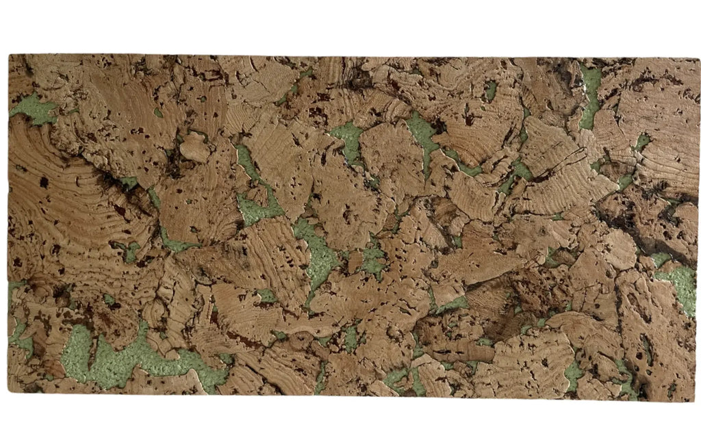 Cloud Mintgreen cork wall tile, 600 × 300 mm, natural cork surface with mint green accents