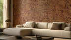 Cloud Red cork wall tile shown in a conceptual architectural interior visualization