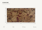 Cloud Red cork wall tile dimensions for the 600 × 300 × 3 mm format; 300 × 300 mm format also available