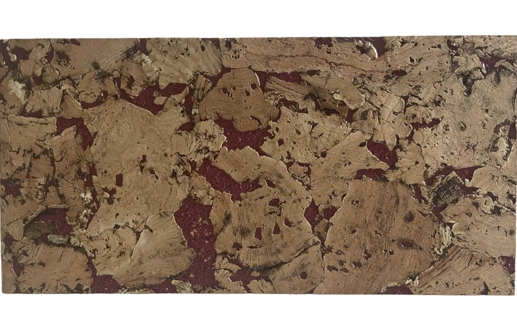 Cloud Red cork wall tile, 600 × 300 mm, natural cork surface with red accents